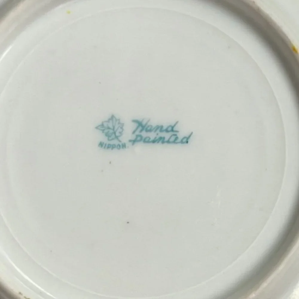 Nippon Hand Painted Porcelain Small Plate for Syrup Pitcher Saucer Gold Trim - Picture 4 of 7